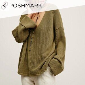 Free people • la brea vneck oversized ribbed sweater